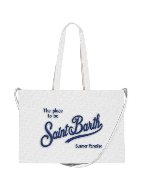 borsa donna shopping sangallo bianco e blu MC2 Saint Barth | ESSENTIAL BAG-COTTONMINI FLOWERS01